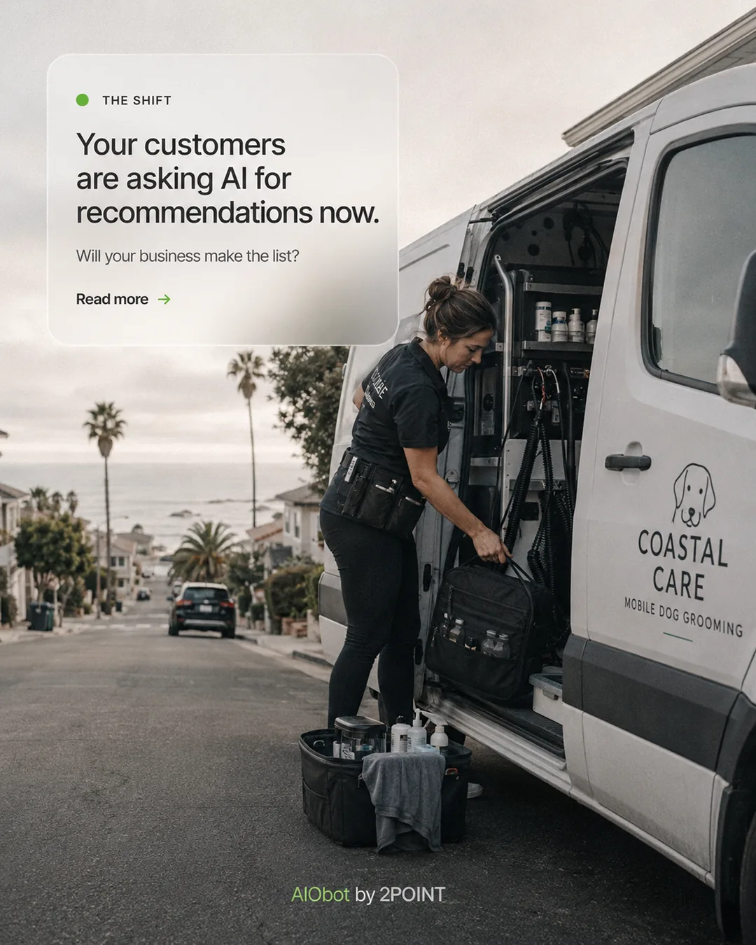 AIObot ad about customers asking AI for recommendations