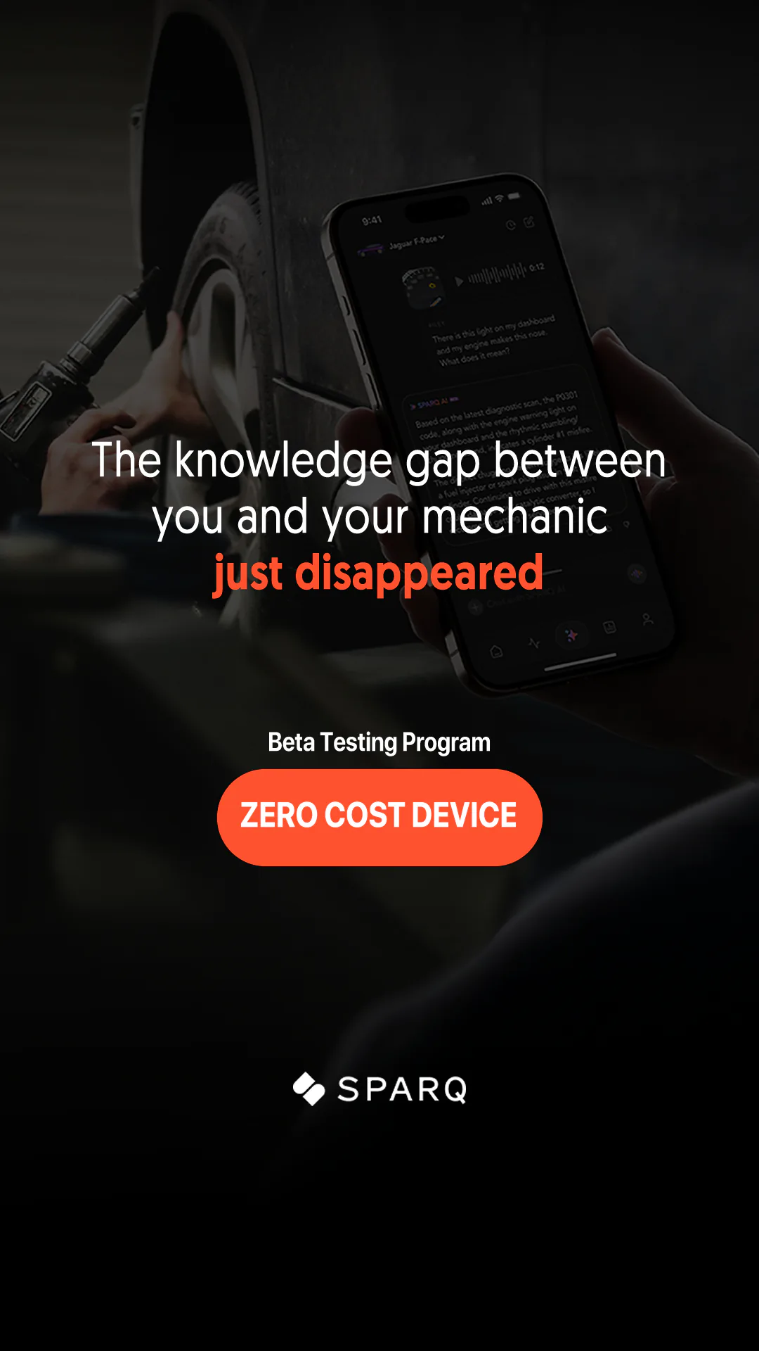 Sparq ad positioning its zero-cost beta device as the bridge between drivers and mechanics