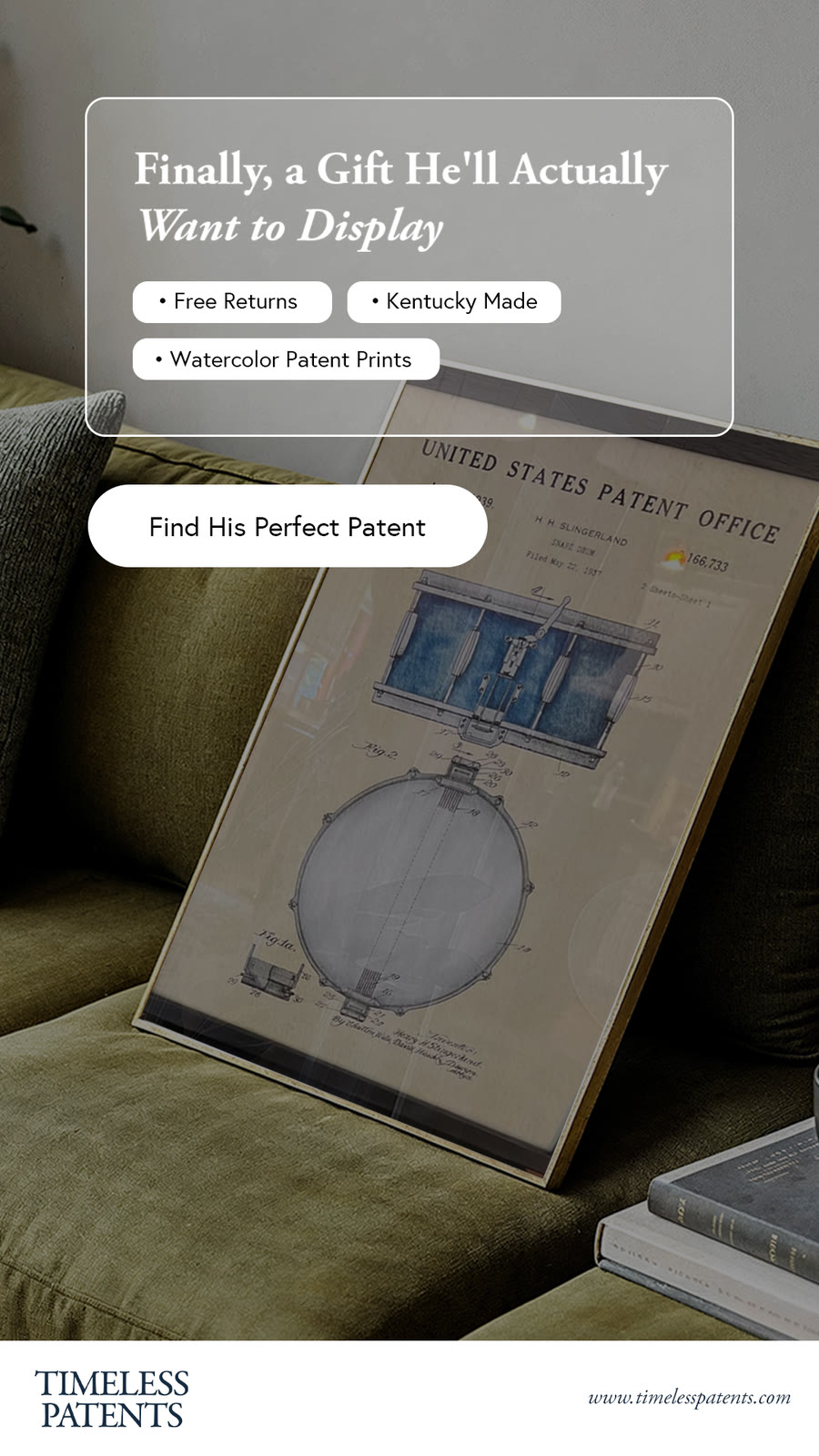 Timeless Patents snare drum campaign creative