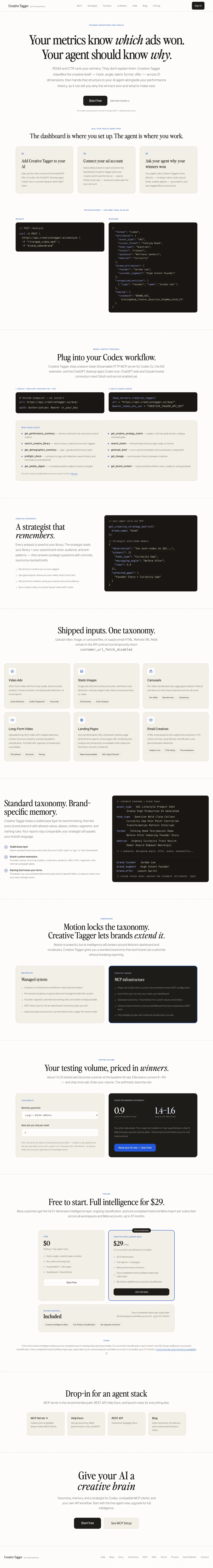 Full Creative Tagger landing page