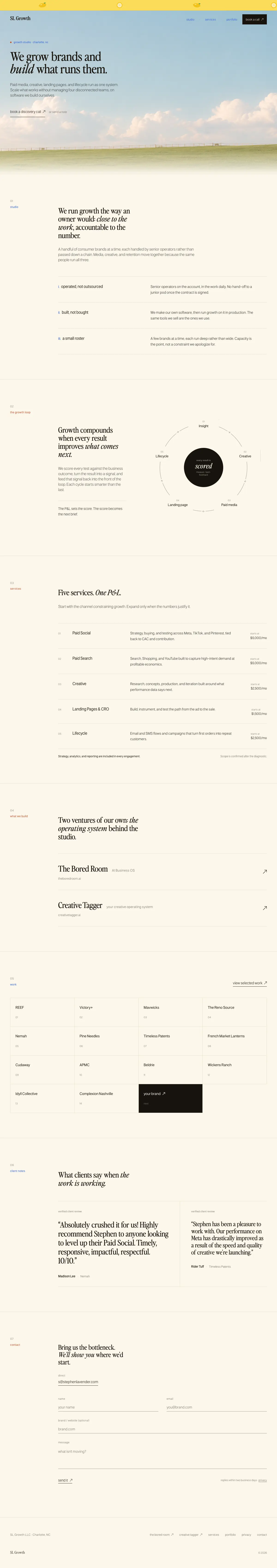 Full SL Growth landing page